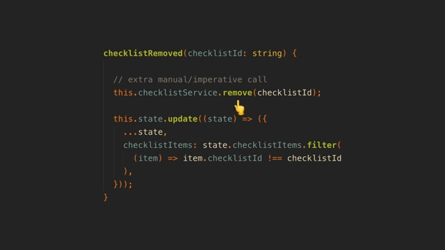 checklistRemoved callback function in the other service