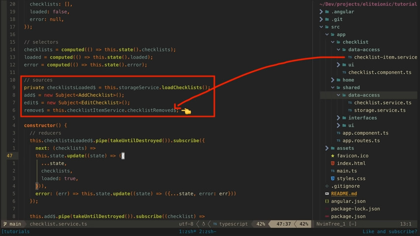 checklistRemoved source from the other service is triggered