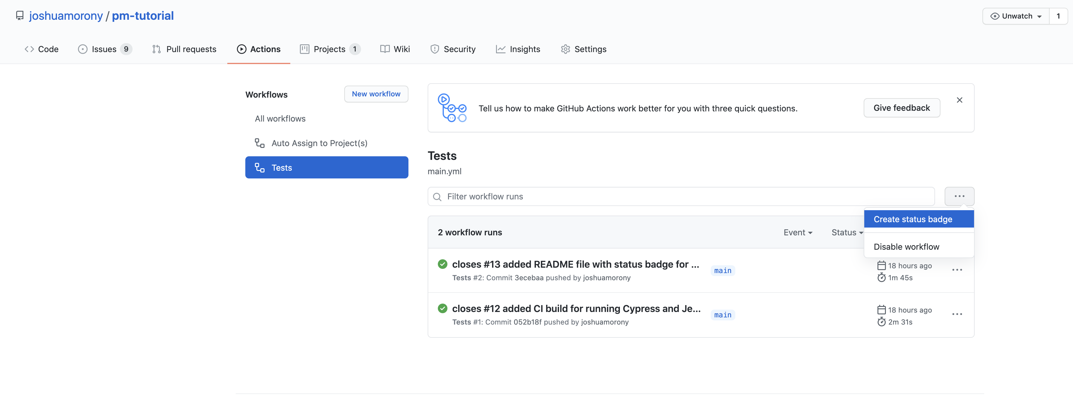 Creating a status badge