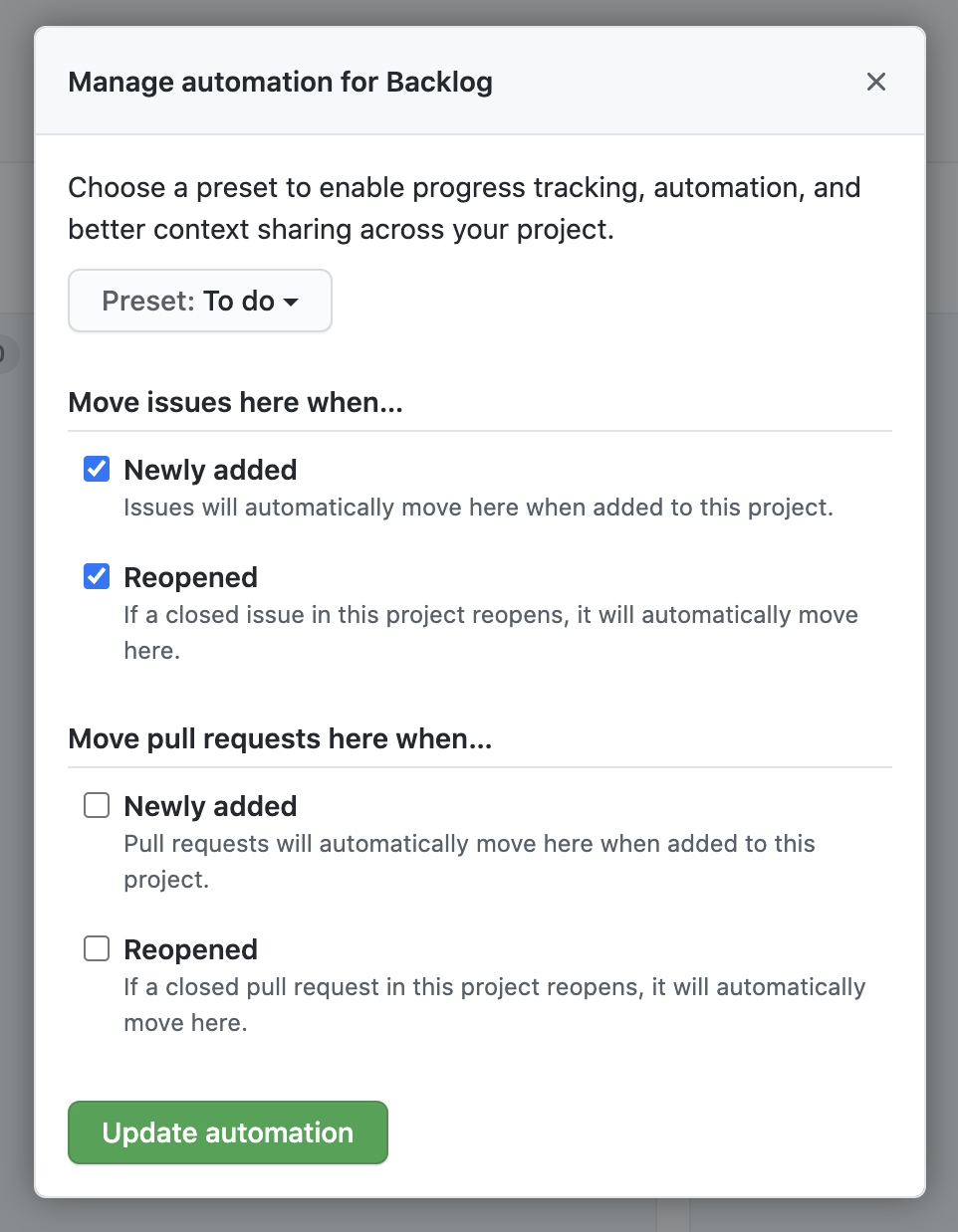 Kanban backlog automation