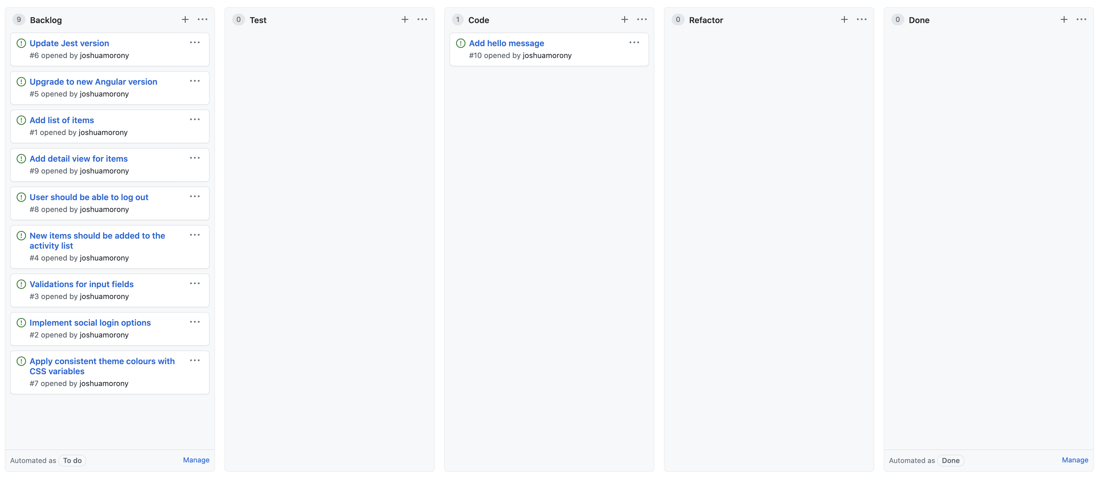 Kanban code column