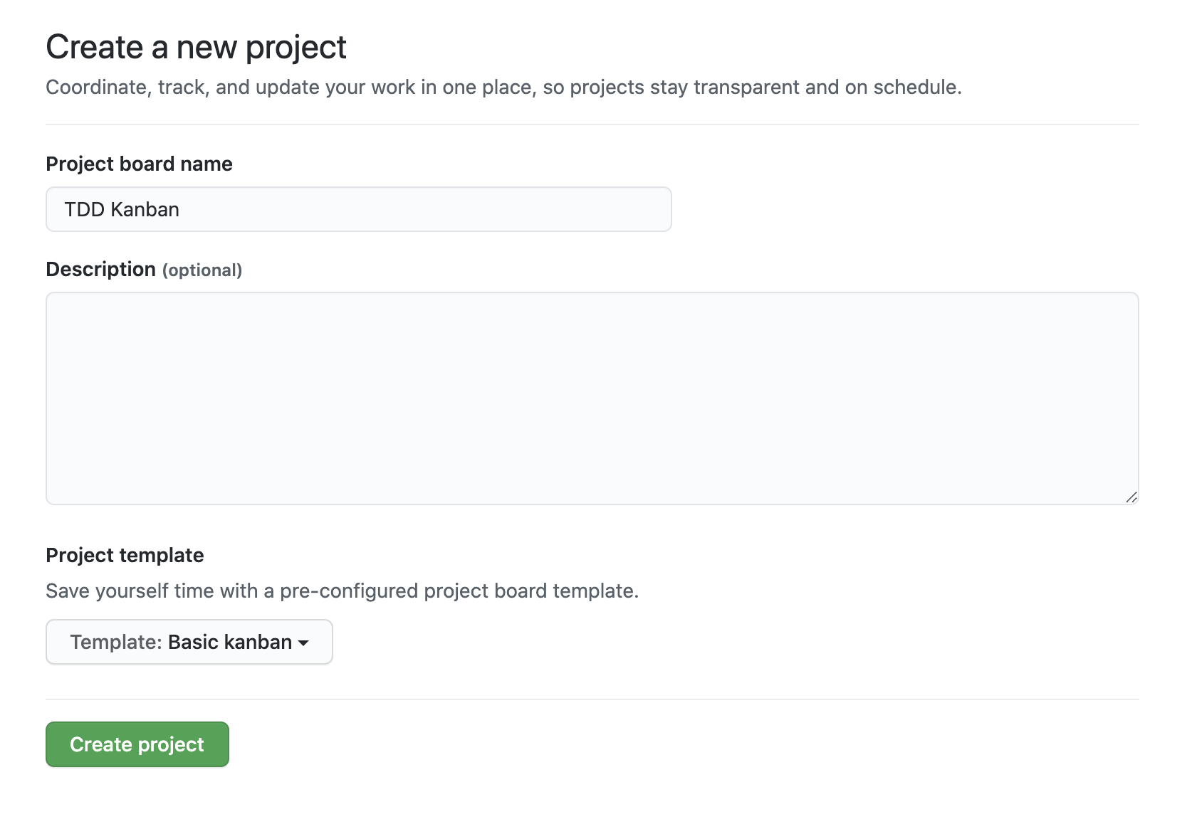 Create Kanban board in Github
