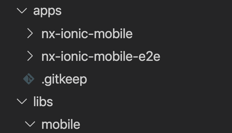 A mobile folder being created inside of a libs folder