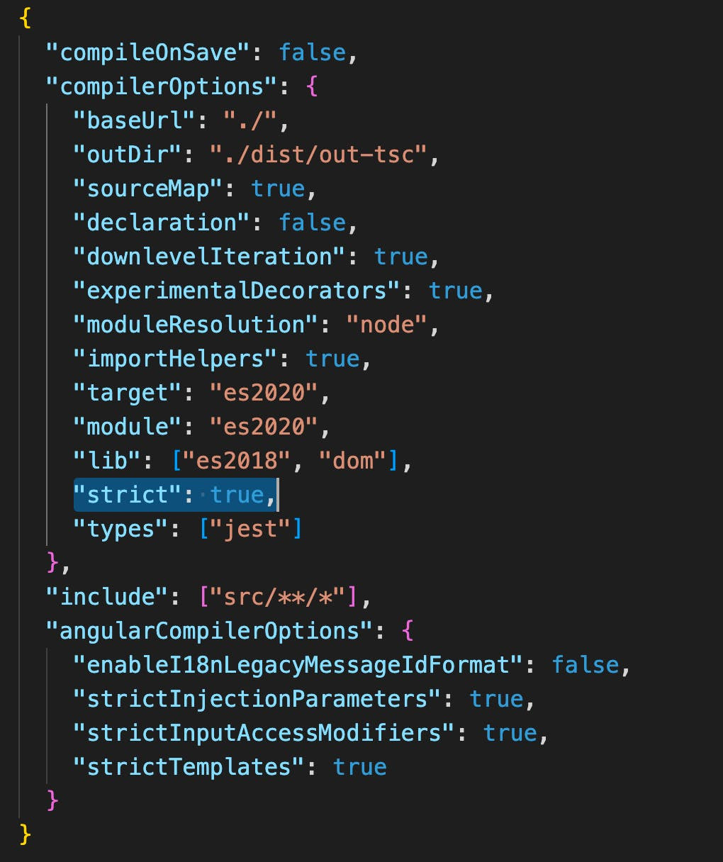 strict mode in tsconfig