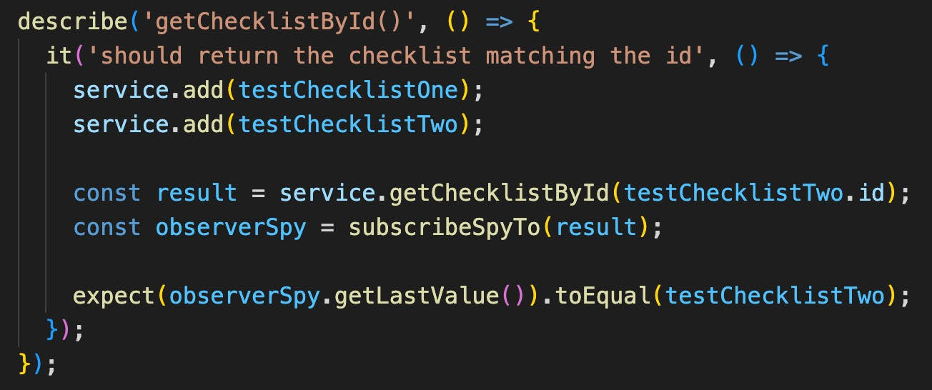 methods like getLastValue() on the observer spy to check values