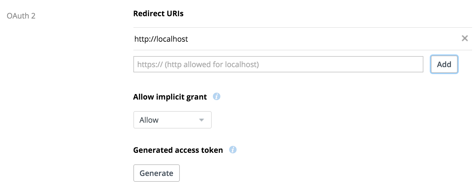 Dropbox Redirect URI