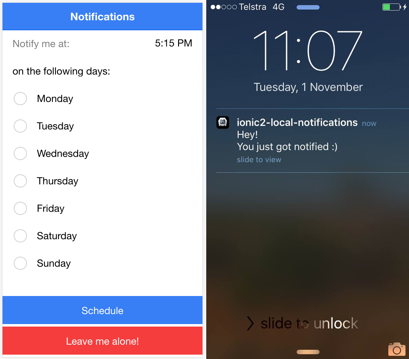 Local Notifications in Ionic 2