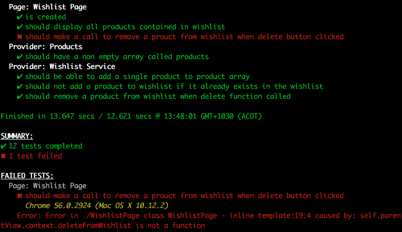 Failing test: Missing function
