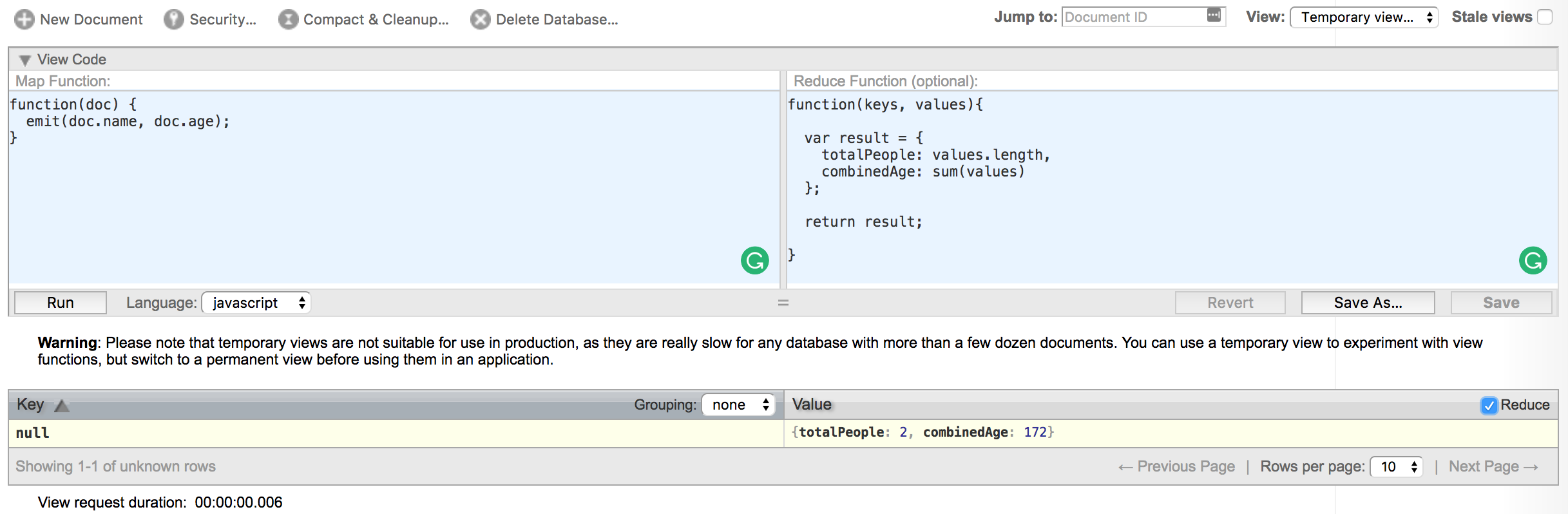 CouchDB Reduce