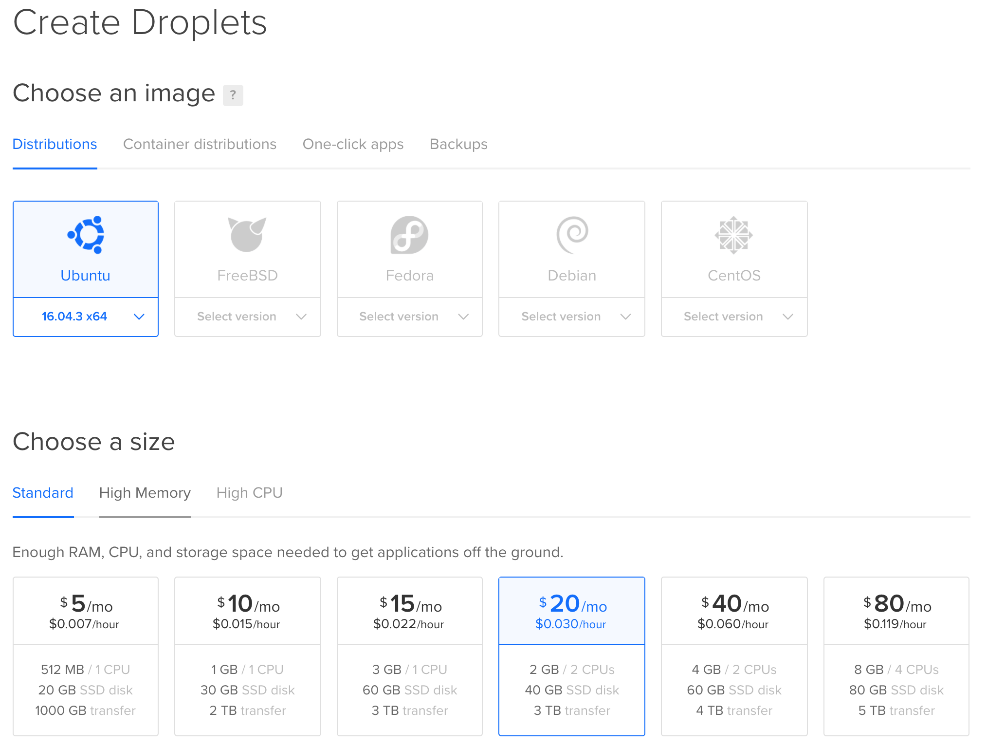 Creating a Droplet in Digital Ocean