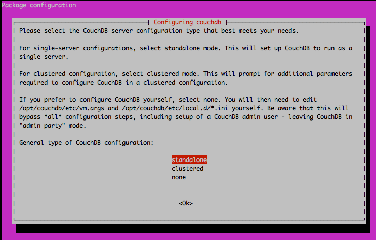 CouchDB standalone installation configuration