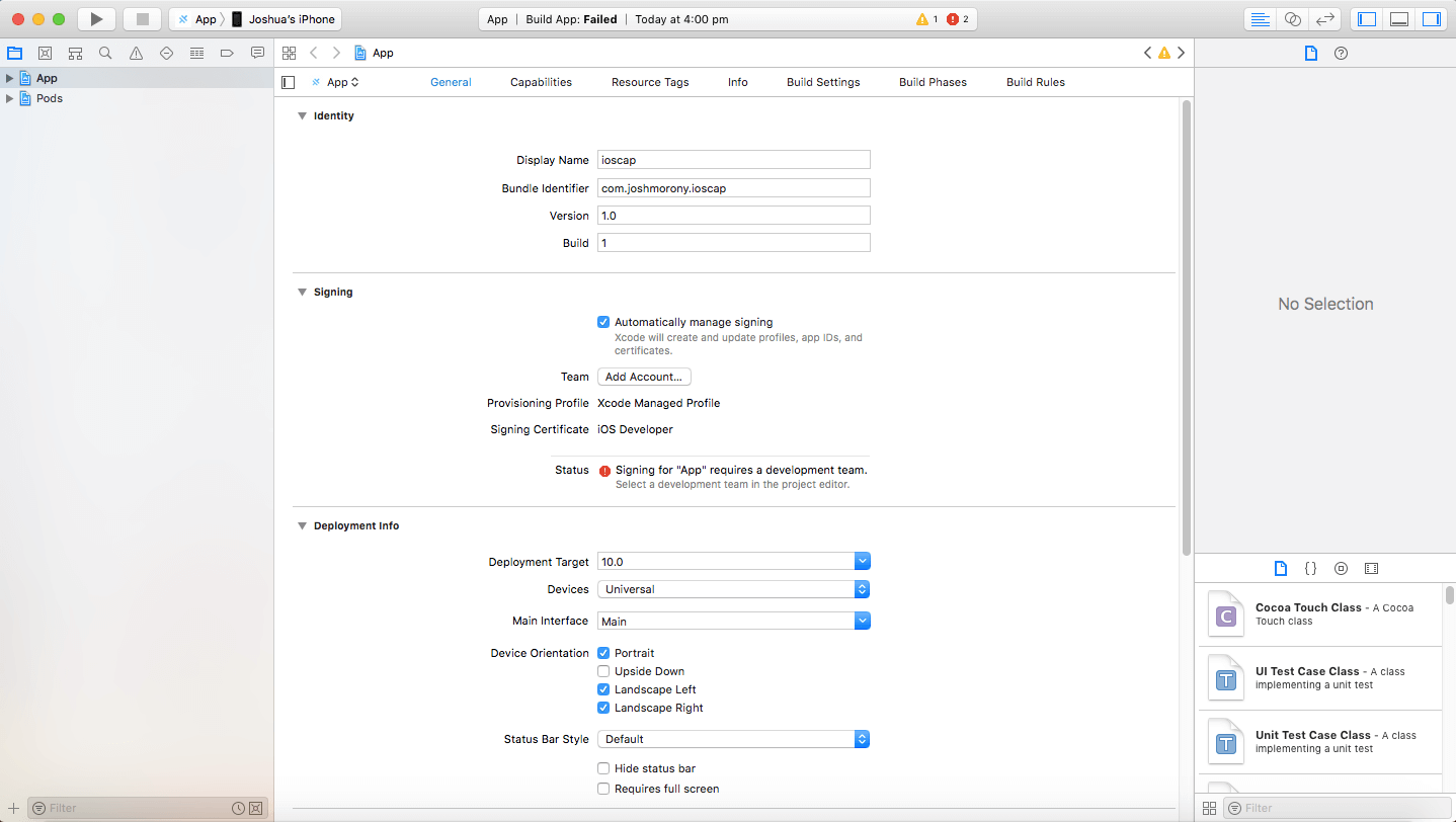 XCode Signing Interface