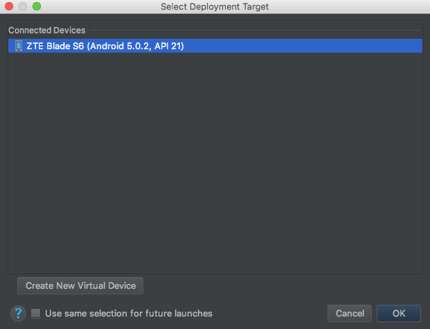 Android Studio Device Selection