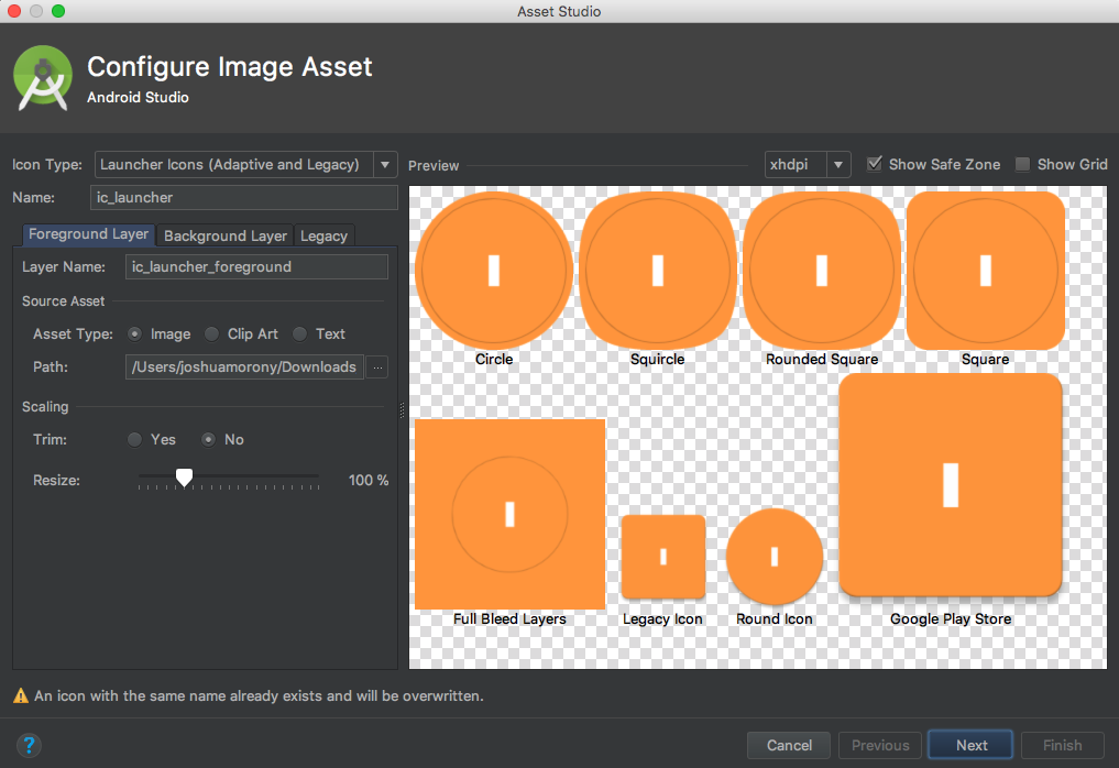 Icon generation in Android Studio