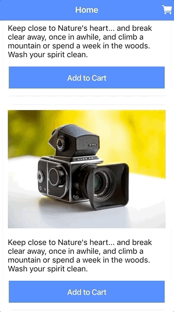 Animation of product image flying to add to cart button