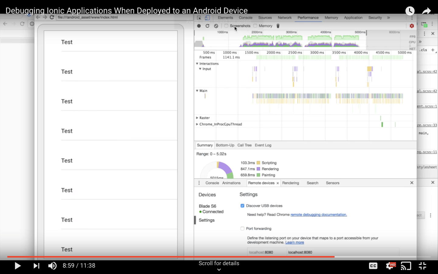 Screenshot of debugging an android application