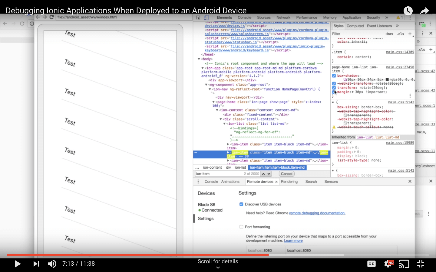 Screenshot of debugging an android application